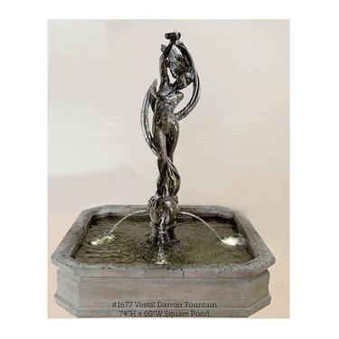Vestal Dancer Outdoor Cast Stone Garden Fountain with Pond Fountain Tuscan
